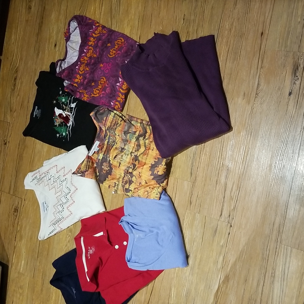 Bundle of shirts 3 short sleeve & 5 longer sleeve sz 2XL variety colors/patterns